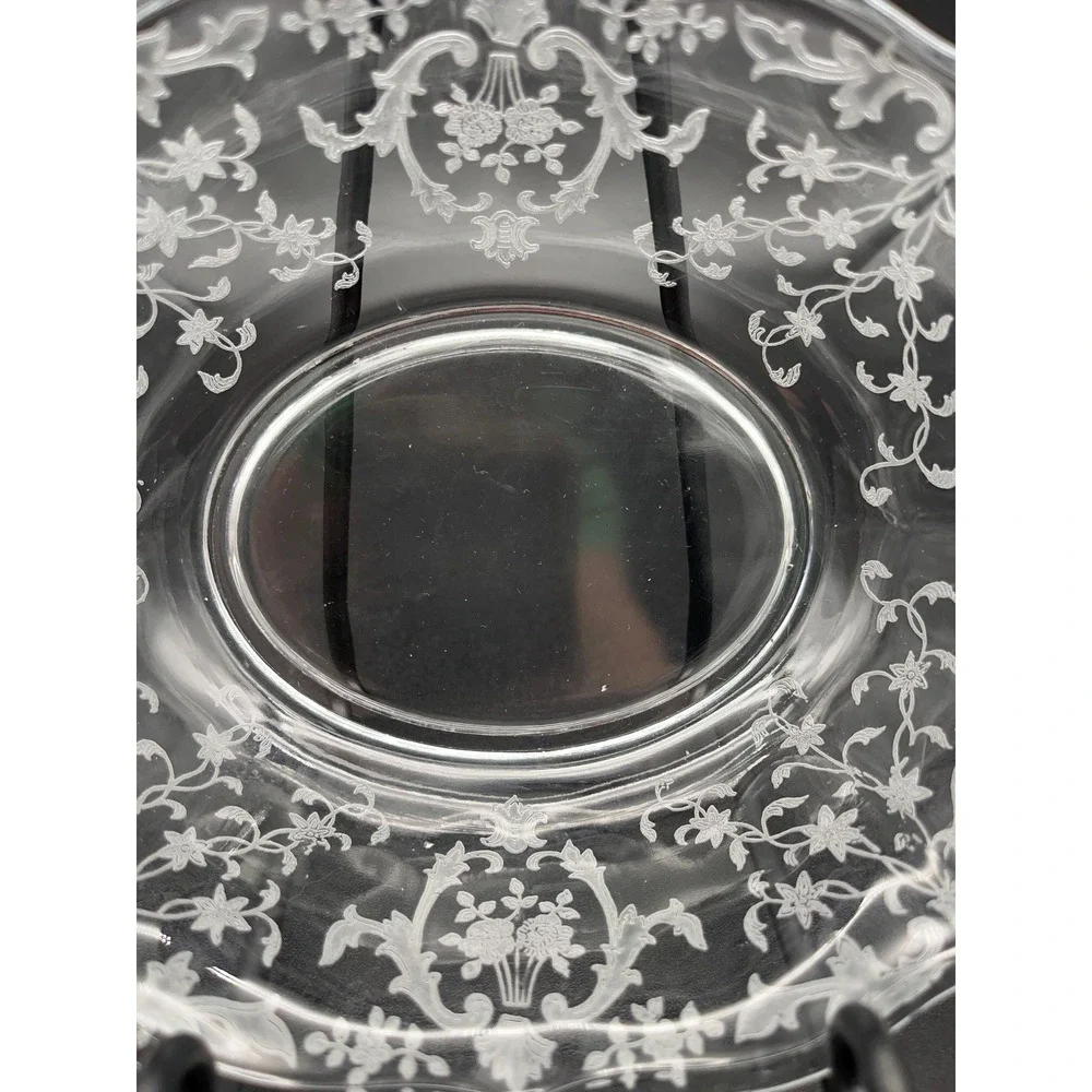 Fostoria Baroque Shape Sauce Bowl Meadow Rose Crystal